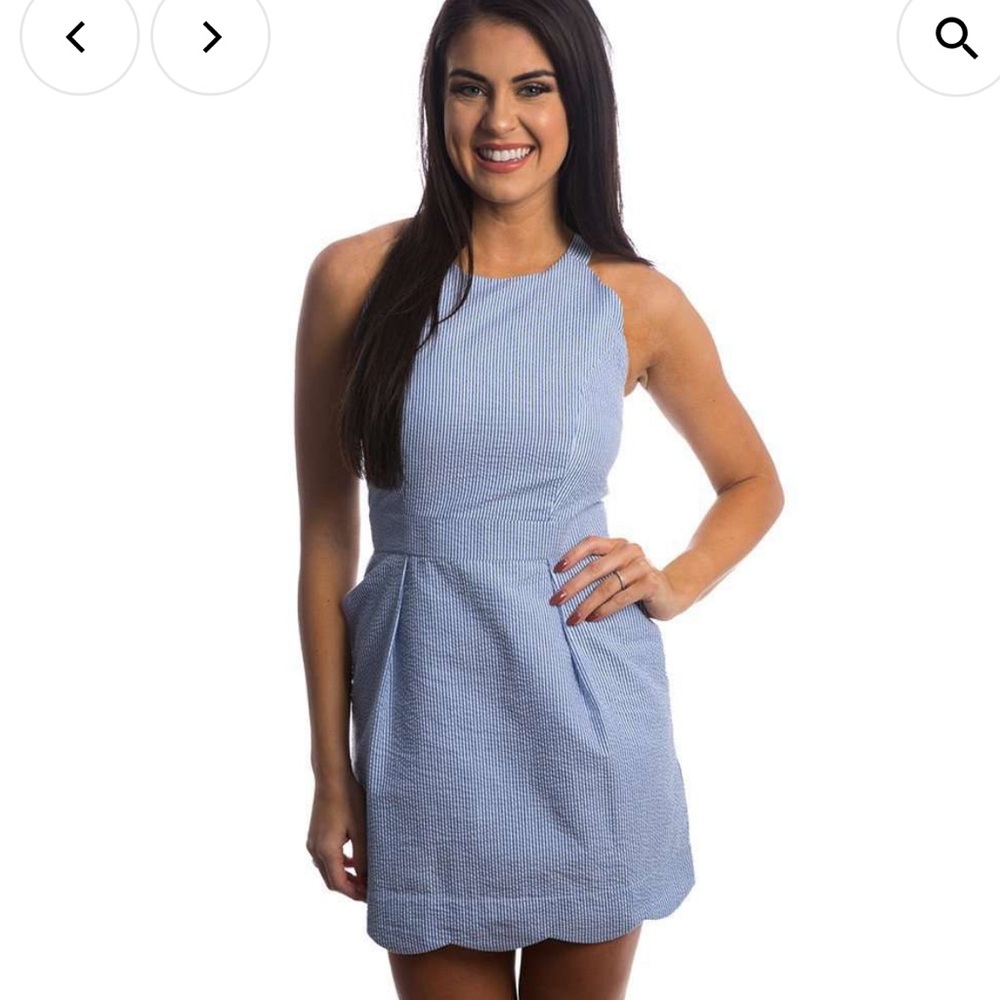 The Landry Seersucker Dress in Royal Blue by Lauren James